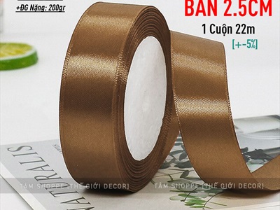 Ruy băng màu đồng vải lụa satin [Nhiều cỡ - Cuộn 22m] RUYBANG-16